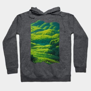 Green Spring Field - Anime-Inspired Art Hoodie